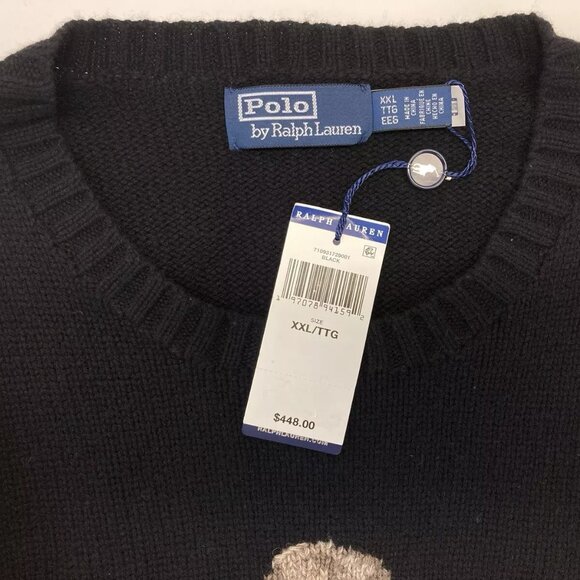 Polo Ralph Lauren Bear Iconic Western Cowboy Knit Men Sweater Black Size XXL - Picture 4 of 5